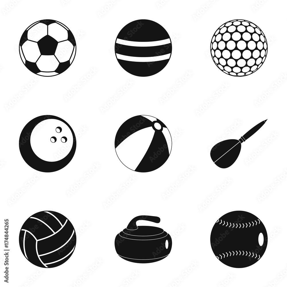 Fototapeta premium Ball icons set, simple style