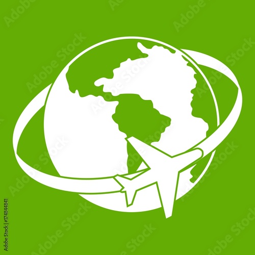 Travelling around the world icon green