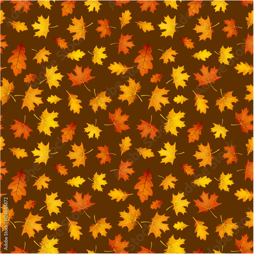 Autumn ocher pattern with orange leaves.