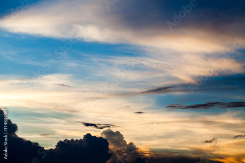 colorful dramatic sky with cloud at sunset