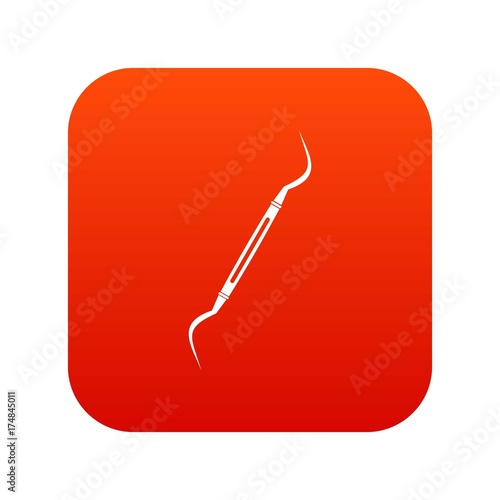 Dental instrument, probe icon digital red