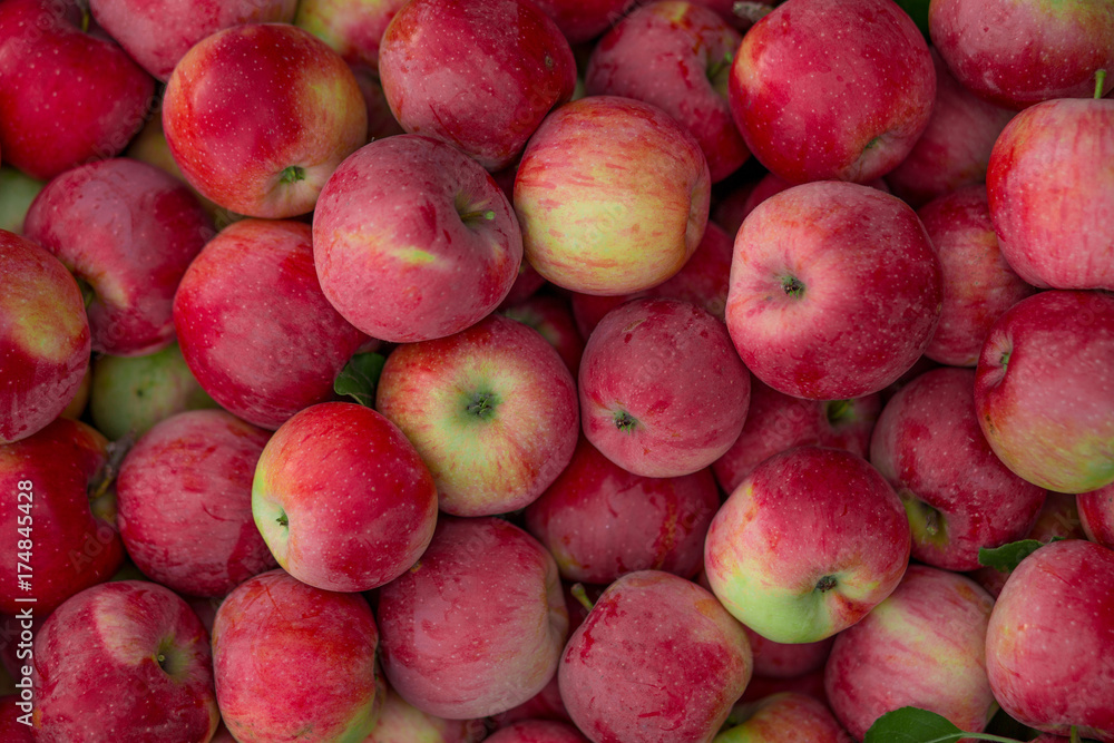 Ripe organic apples. Texture and background.