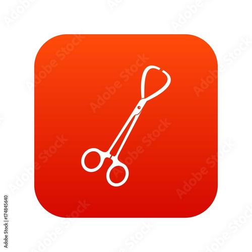 Pair of stainless steel surgical forceps icon digital red