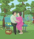 The garden of Eden of love of any age/ The garden of Eden of love was raised by this elderly couple, bench the memory of love, grandchildren, secretly spy on them!