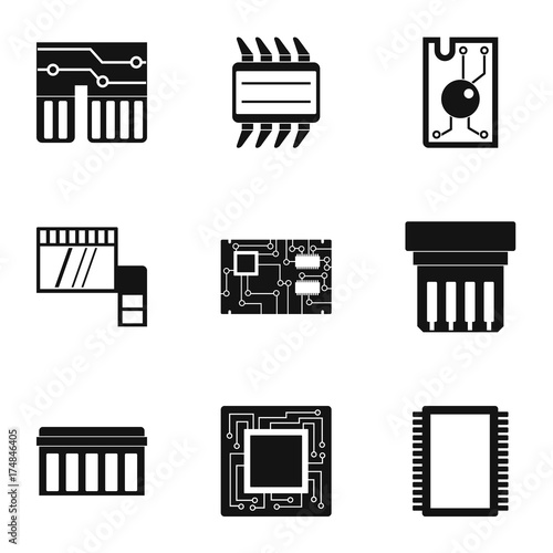 Hardware icons set, simple style