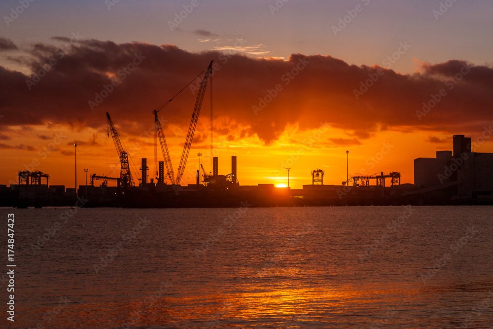 Sunrise on the port of Toamasina