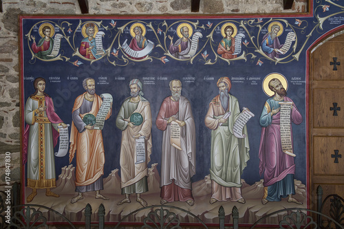 Freskenmalerei im Meteorakloster "Metamorphosis" bei Kalambaka, Thessalien, Griechenland