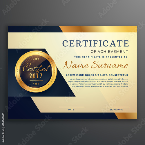 premium luxury certificate of achievement vector design