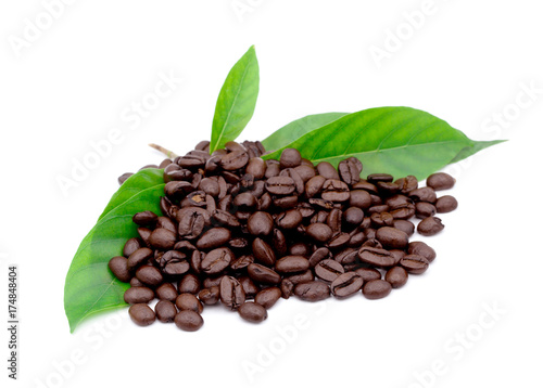 coffee grains and leaves