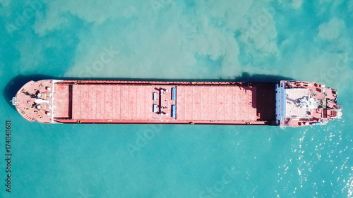 General cargo ship at sea - Aerial image