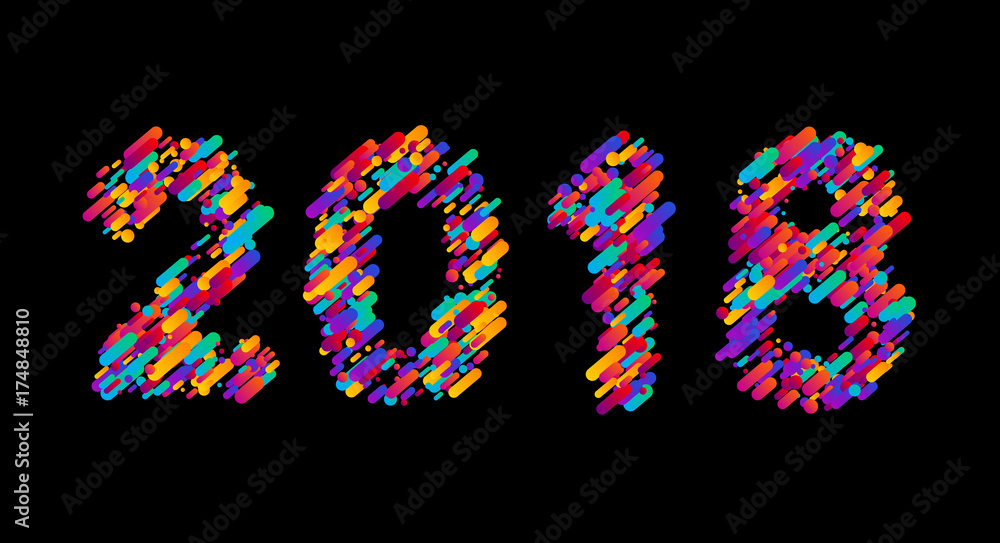 Colorful 2018 new year background.