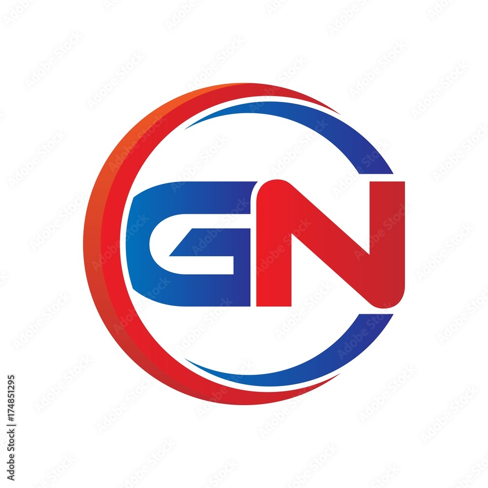 gn logo vector modern initial swoosh circle blue and red gn logo vector modern initial swoosh circle blue and red