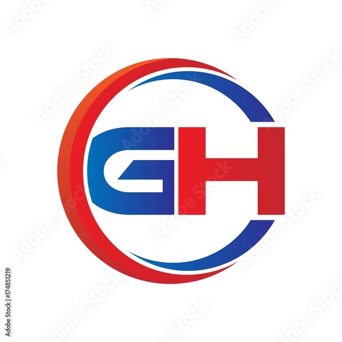 Free Download gh logo vector modern initial swoosh circle blue and red - GFXLoad