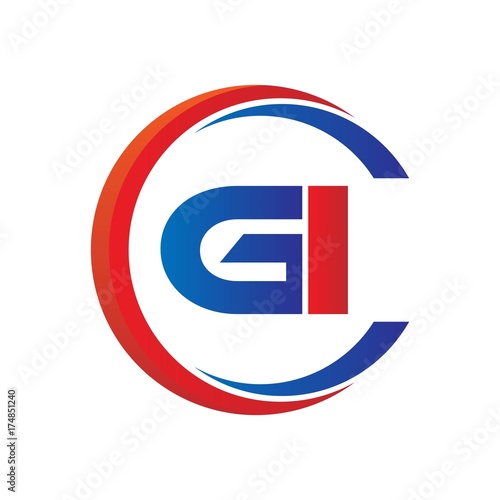 Free Download gi logo vector modern initial swoosh circle blue and red - GFXLoad