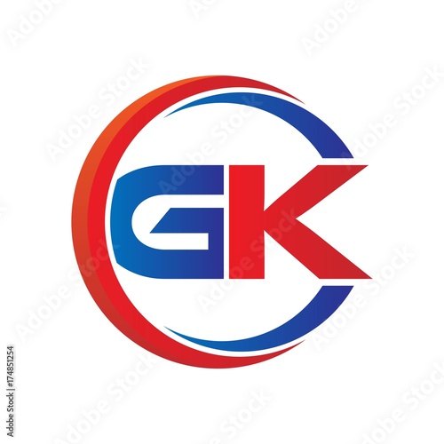 Free Download gk logo vector modern initial swoosh circle blue and red - GFXLoad