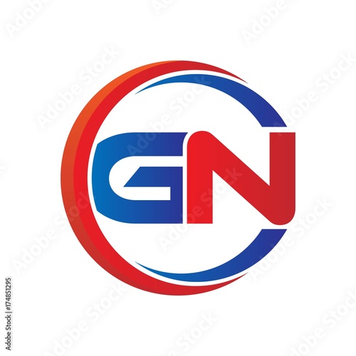 Free Download gn logo vector modern initial swoosh circle blue and red - GFXLoad