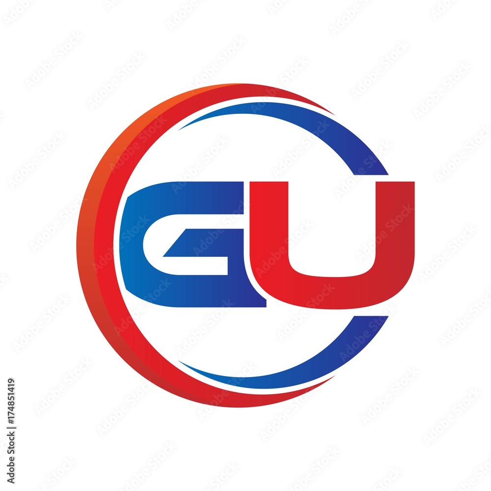 gu logo vector modern initial swoosh circle blue and red gu logo vector modern initial swoosh circle blue and red