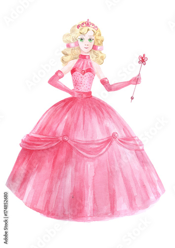 Pink dressed princess with magic wand