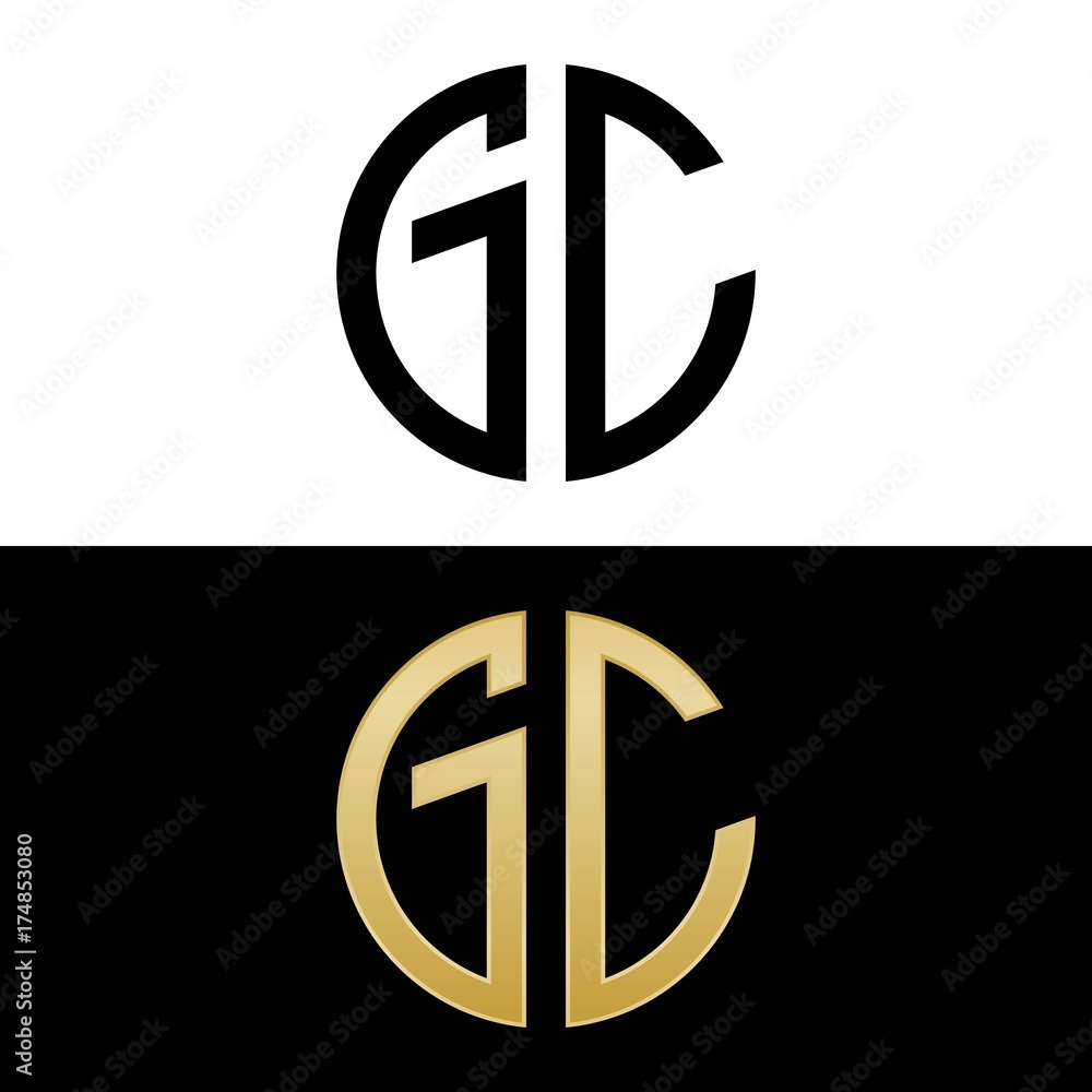 gc initial logo circle shape vector black and gold gc initial logo circle shape vector black and gold
