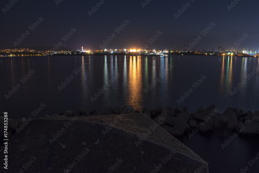 Port Varna at night