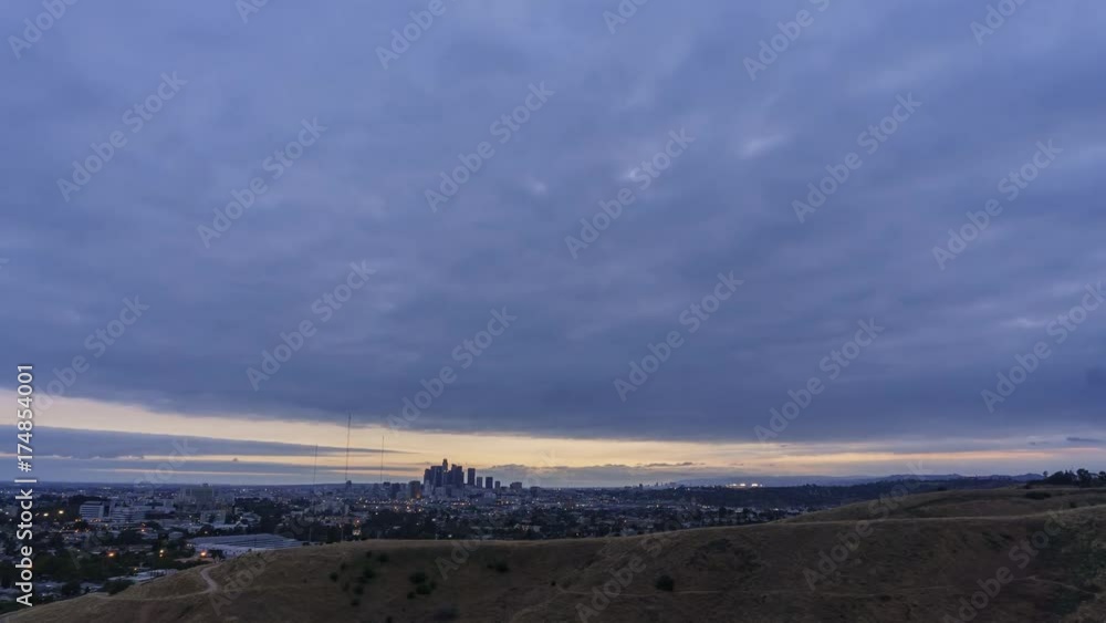 High angle view motion timelapse of Los Angeles cityscape at Ascot Hills Park High angle view motion timelapse of Los Angeles cityscape at Ascot Hills Park