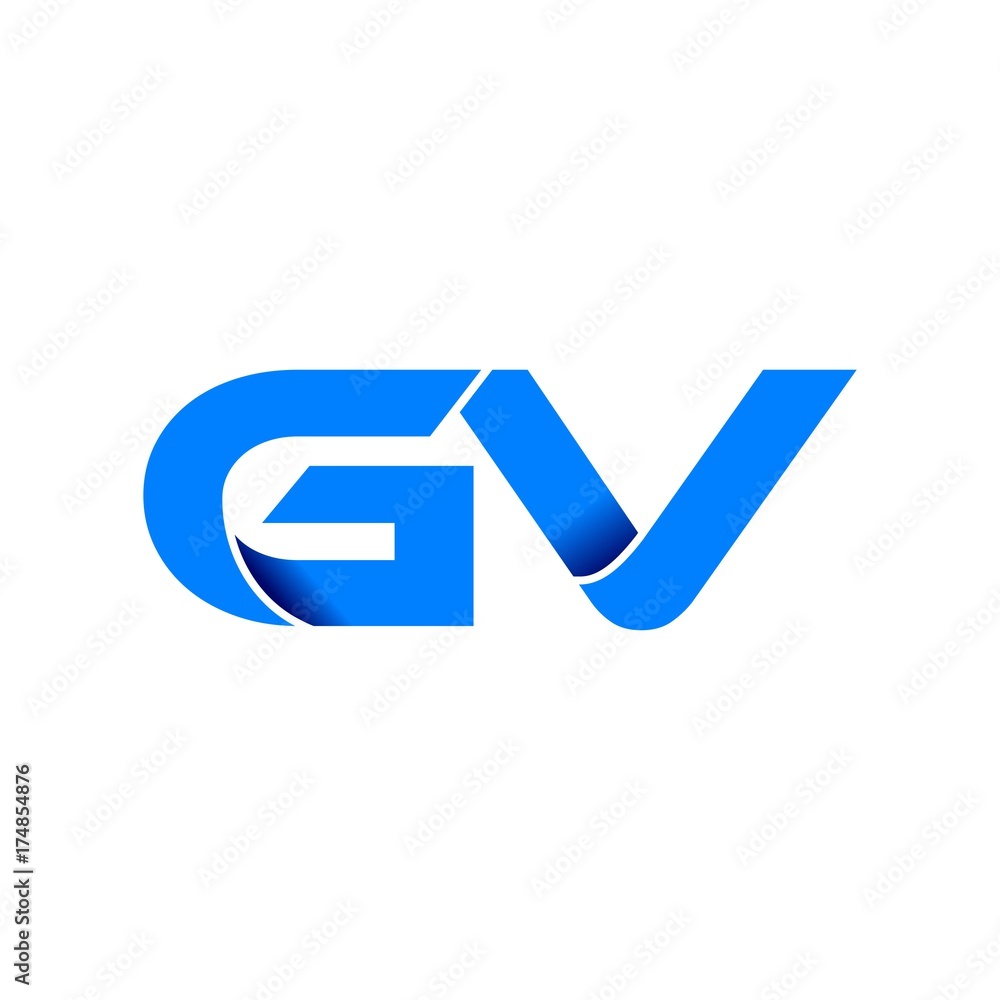 gv logo initial logo vector modern blue fold style gv logo initial logo vector modern blue fold style