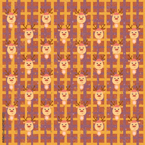 Christmas checkered background with deer