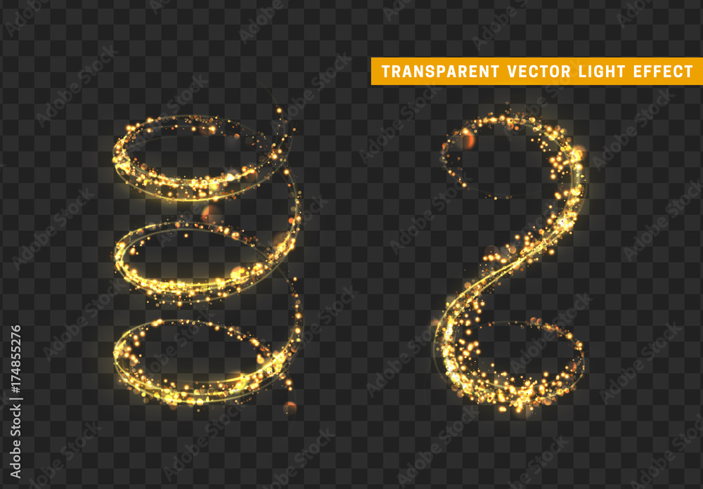 Magic light effect. Stardust golden glitter. Sparkle star dust vector ...
