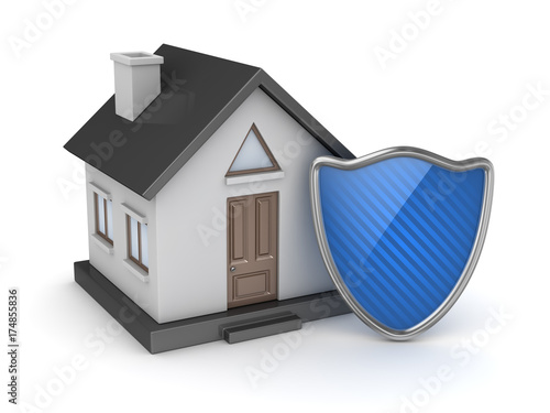 Black house and blue shield