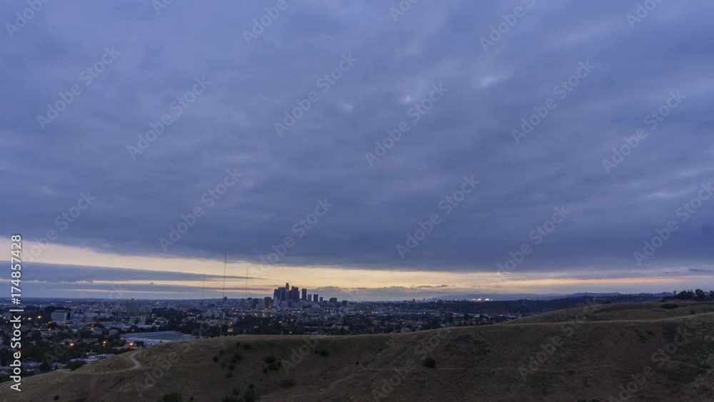 High angle view motion timelapse of Los Angeles cityscape at Ascot Hills Park High angle view motion timelapse of Los Angeles cityscape at Ascot Hills Park