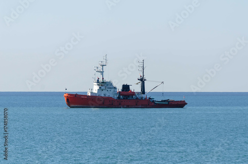 red tugboat in the Black sea