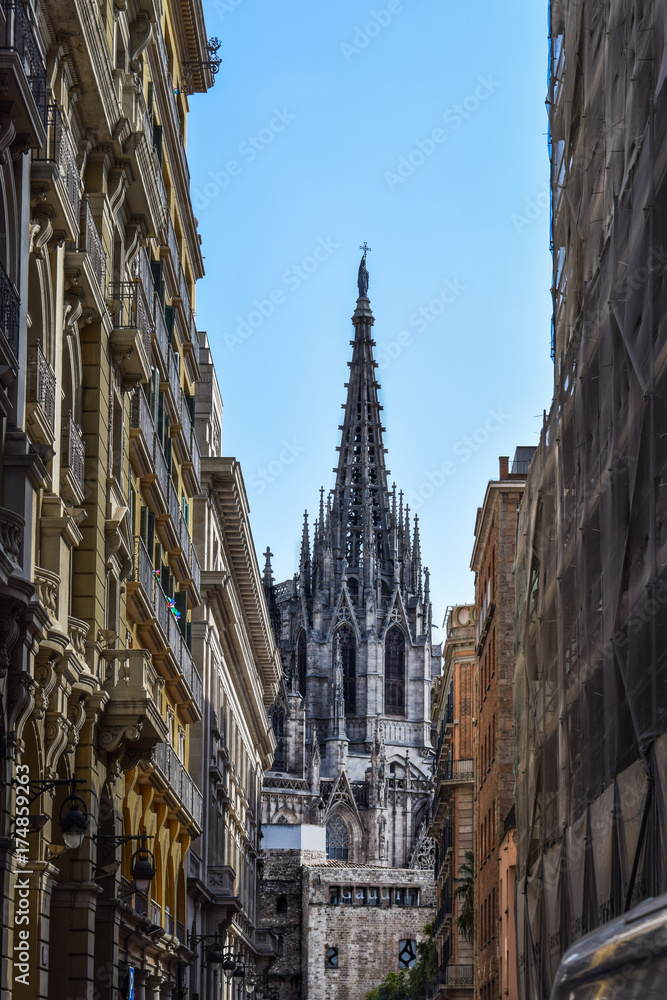 Spanish catholic cathedral in Barcelona, Spain