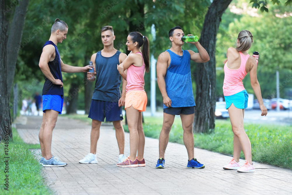 Group of young sporty people outdoor