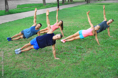 Group of young people doing...