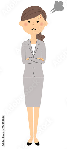 スーツの女性　怒る
