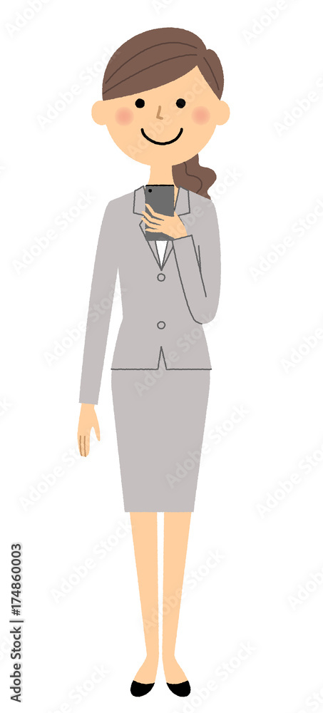 スーツの女性　スマートフォン