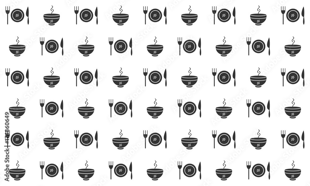 Restaurant Icon Pattern Background In Trendy Modern Flat Design for Web  Background, Banner, Landing Page, Bed Cover, Pillow Case, Wallpaper, etc  Stock Vector | Adobe Stock