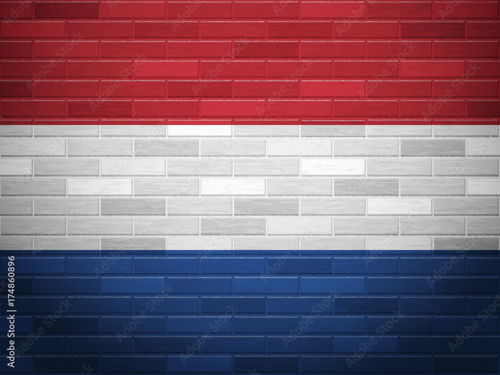 Brick wall Netherlands flag Brick wall Netherlands flag