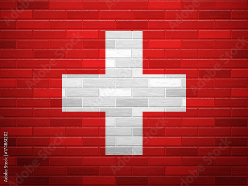 Brick wall Switzerland flag