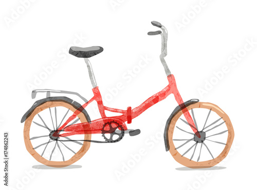 Vector illustration of folding bicycle. Types of bike: road bicycle, city, urban bike. Bright bicycle in watercolor style. Bicycle isolated. Vector flat modern urban, town and city bicycle. 