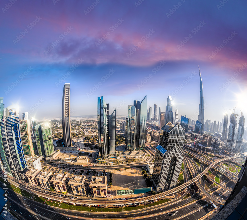 Cityscape of Dubai with modern futuristic architecture , United Arab Emirates