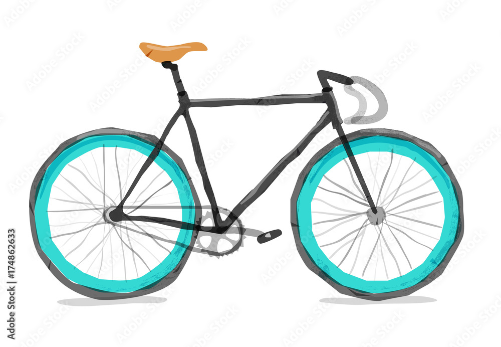 Vector illustration of road bicycle. Types of bike road bicycle