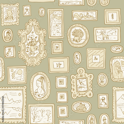 hand drawn vintage pictures seamless vector background