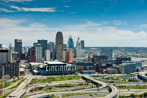 Aerial View of Cincinnati Ohio from the West