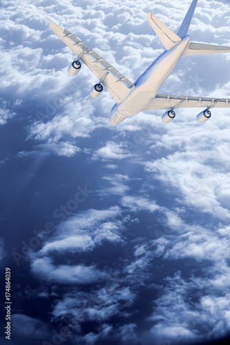 3D Illustration of a plane in the clouds