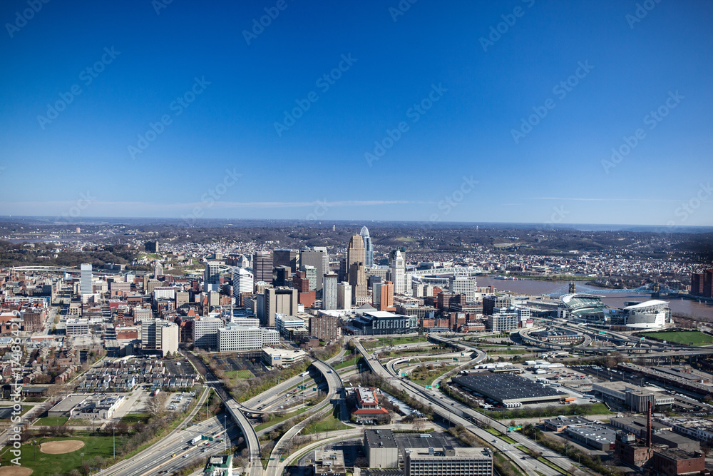 Cincinnati Ohio Aerial View from the North West