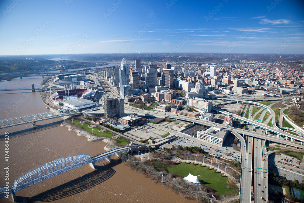Cincinnati Ohio Aerial View from the South East
