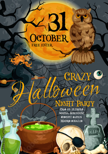 Halloween vector poster for October holiday party