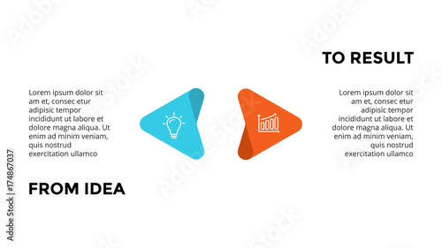 Vector circle arrows infographic, cycle diagram, graph, presentation chart. Business concept with 2 options, parts, steps, processes. From idea to result. 16x9 dark slide template.