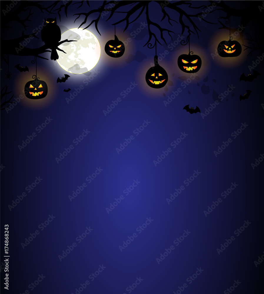Fototapeta premium Halloween night spooky illustration VECTOR